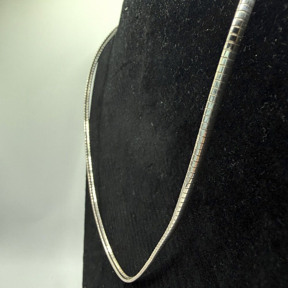925 Sterling Silver Omega Chain Necklace 16" 3mm Wide Classic Choker
